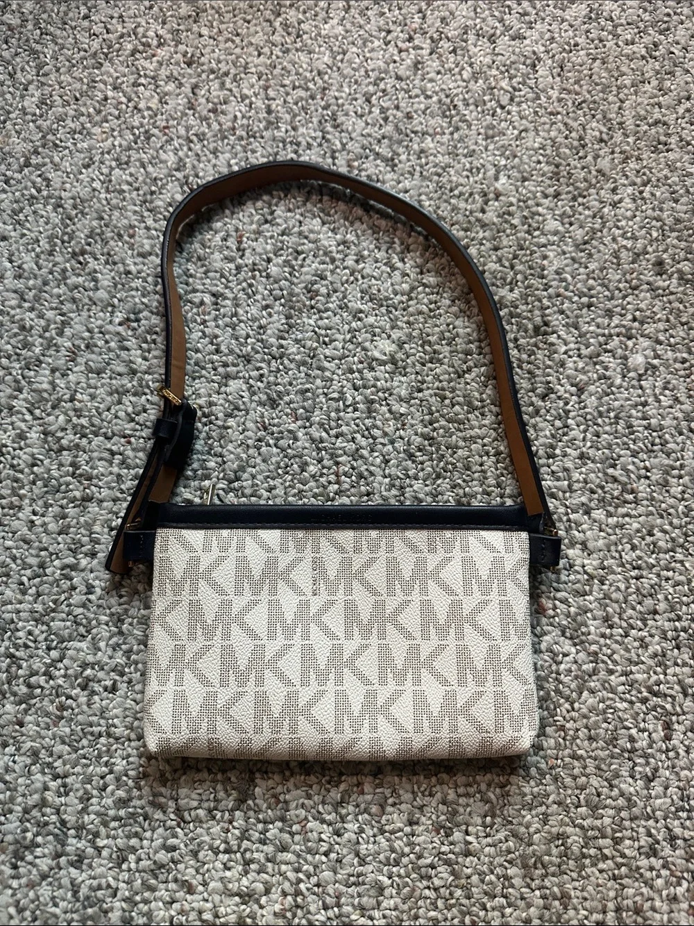 Michael Kors Cream MK Monogram Mini with Black Trim